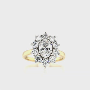 
                
                    Load and play video in Gallery viewer, 18ct &amp;amp; Plat Oval Lab Grown Diamond Cluster- 2.11ct
                
            
