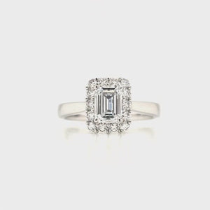 
                
                    Load and play video in Gallery viewer, Platinum Emerald Cut Lab Grown Diamond Engagement Ring- 1.38ct
                
            
