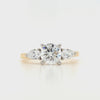 18ct & Platinum Three Stone Round & Pear-Cut Diamond Engagement Ring claw setting