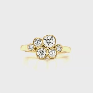 
                
                    Load and play video in Gallery viewer, 18ct Yellow Gold Contemporary Cluster Ring- 0.88ct
                
            