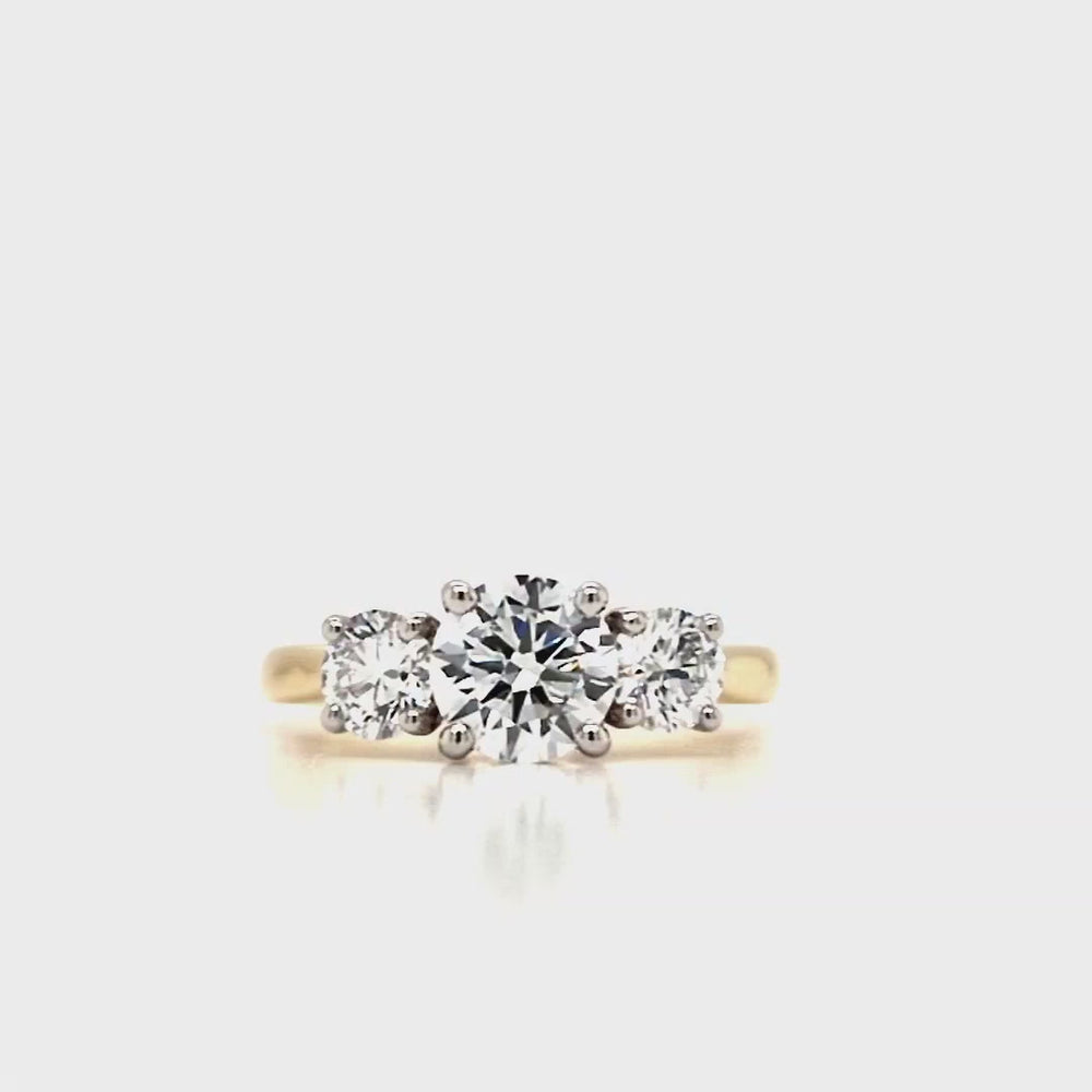 
                
                    Load and play video in Gallery viewer, 18ct &amp;amp; Platinum Three Stone Lab Grown Diamond Engagement Ring- 1.74ct
                
            