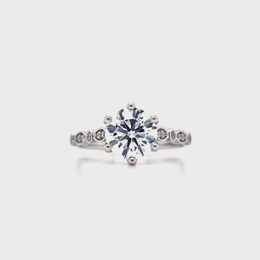 
                
                    Load and play video in Gallery viewer, Platinum Lab Grown Diamond Engagement Ring with Diamond Shoulders- 1.59ct
                
            