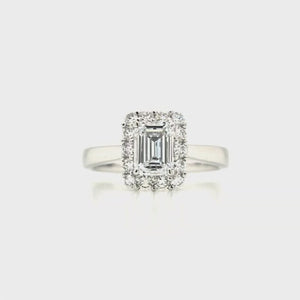 
                
                    Load and play video in Gallery viewer, Platinum Emerald Cut Lab Grown Diamond Engagement Ring- 1.38ct
                
            