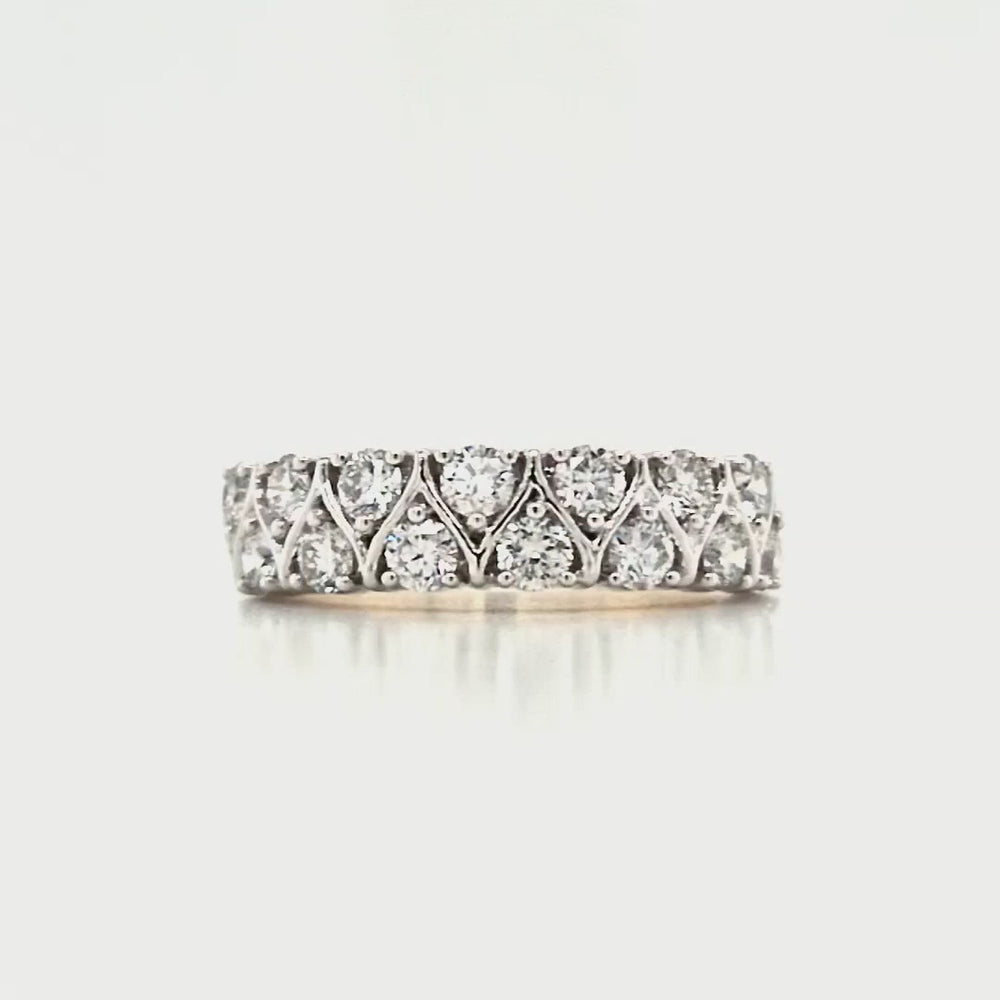 
                
                    Load and play video in Gallery viewer, 18ct &amp;amp; Platinum Double Row Diamond Eternity Ring- 1.08ct
                
            