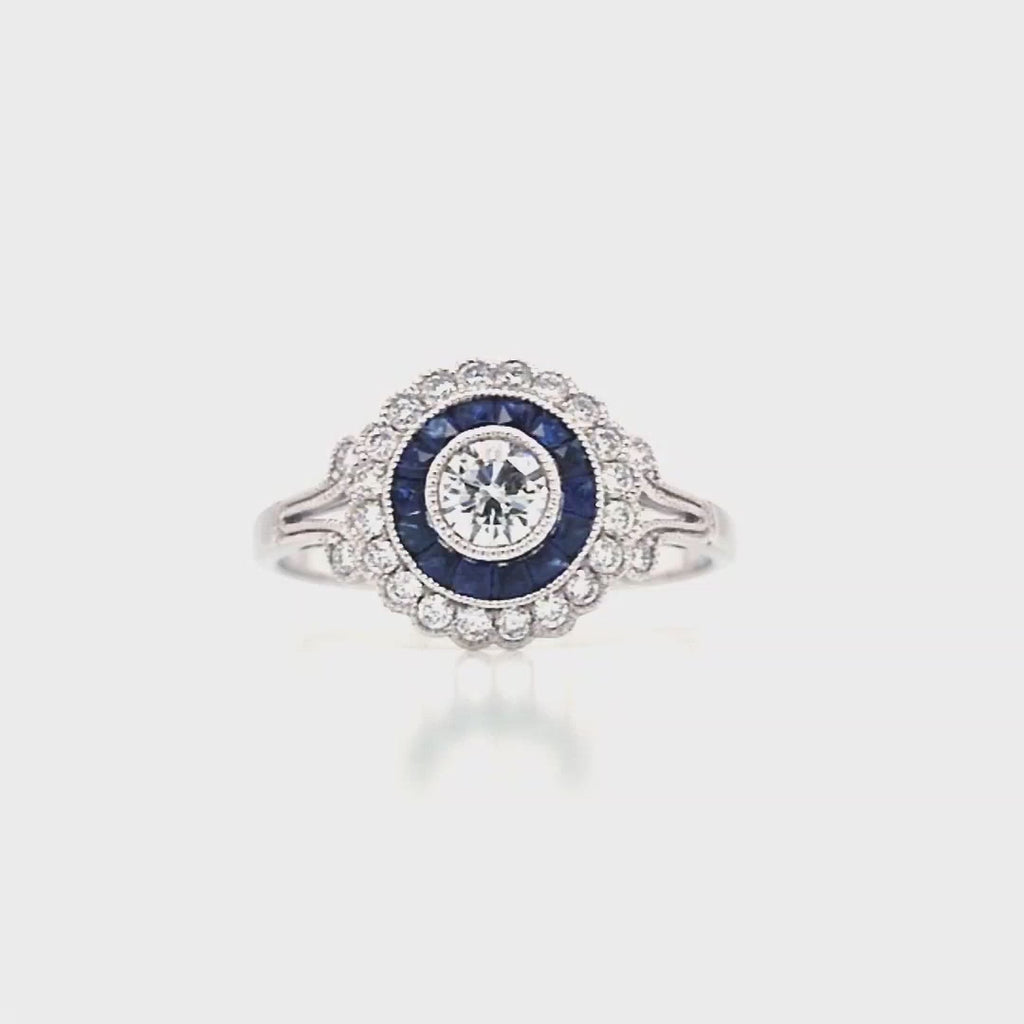 18ct White Gold Sapphire & Diamond Target Cluster Ring – Diana O'Mahony ...