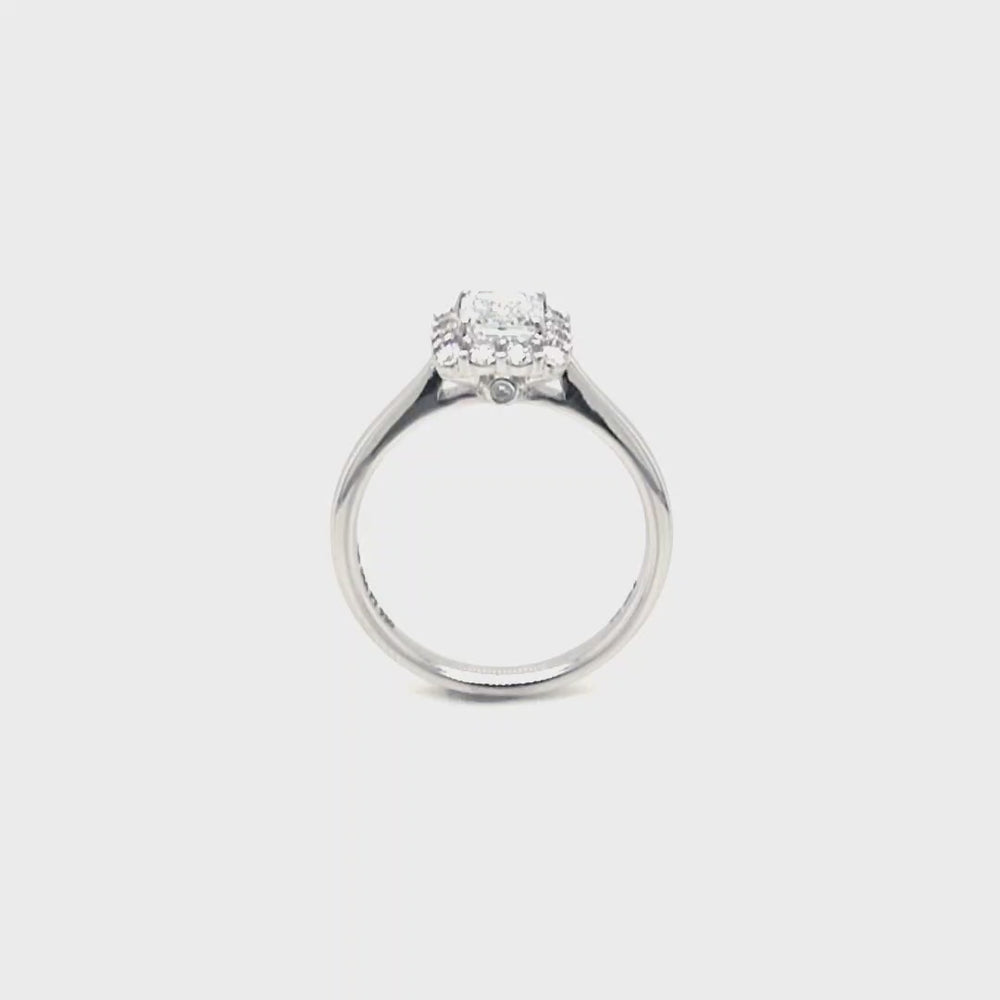 
                
                    Load and play video in Gallery viewer, Platinum Emerald Cut Lab Grown Diamond Engagement Ring- 1.38ct
                
            