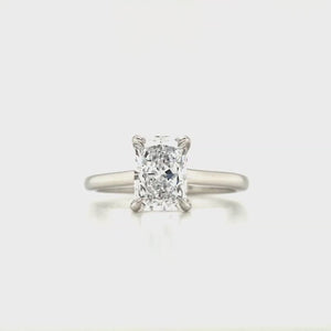 
                
                    Load and play video in Gallery viewer, Platinum Radiant Cut Lab Grown Diamond Solitaire Engagement Ring with Hidden Halo- 1.54ct
                
            