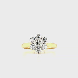 
                
                    Load and play video in Gallery viewer, 18ct &amp;amp; Platinum Vintage Style Diamond Daisy Cluster - 0.78ct
                
            