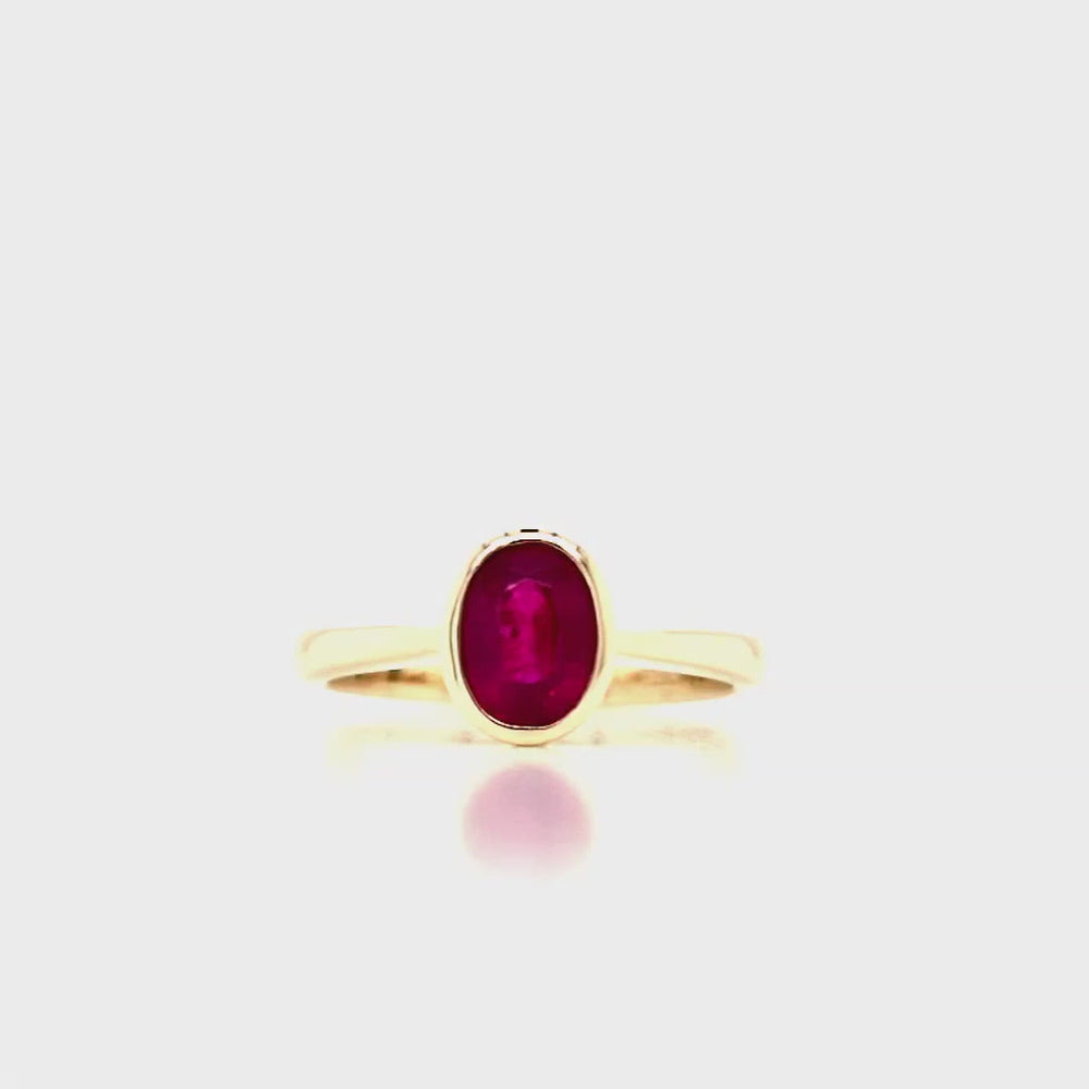 
                
                    Load and play video in Gallery viewer, 9ct Gold Oval Ruby Solitaire Ring
                
            