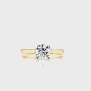 
                
                    Load and play video in Gallery viewer, 18ct Gold &amp;amp; Platinum Solitaire Diamond Engagement Ring- 0.90ct
                
            