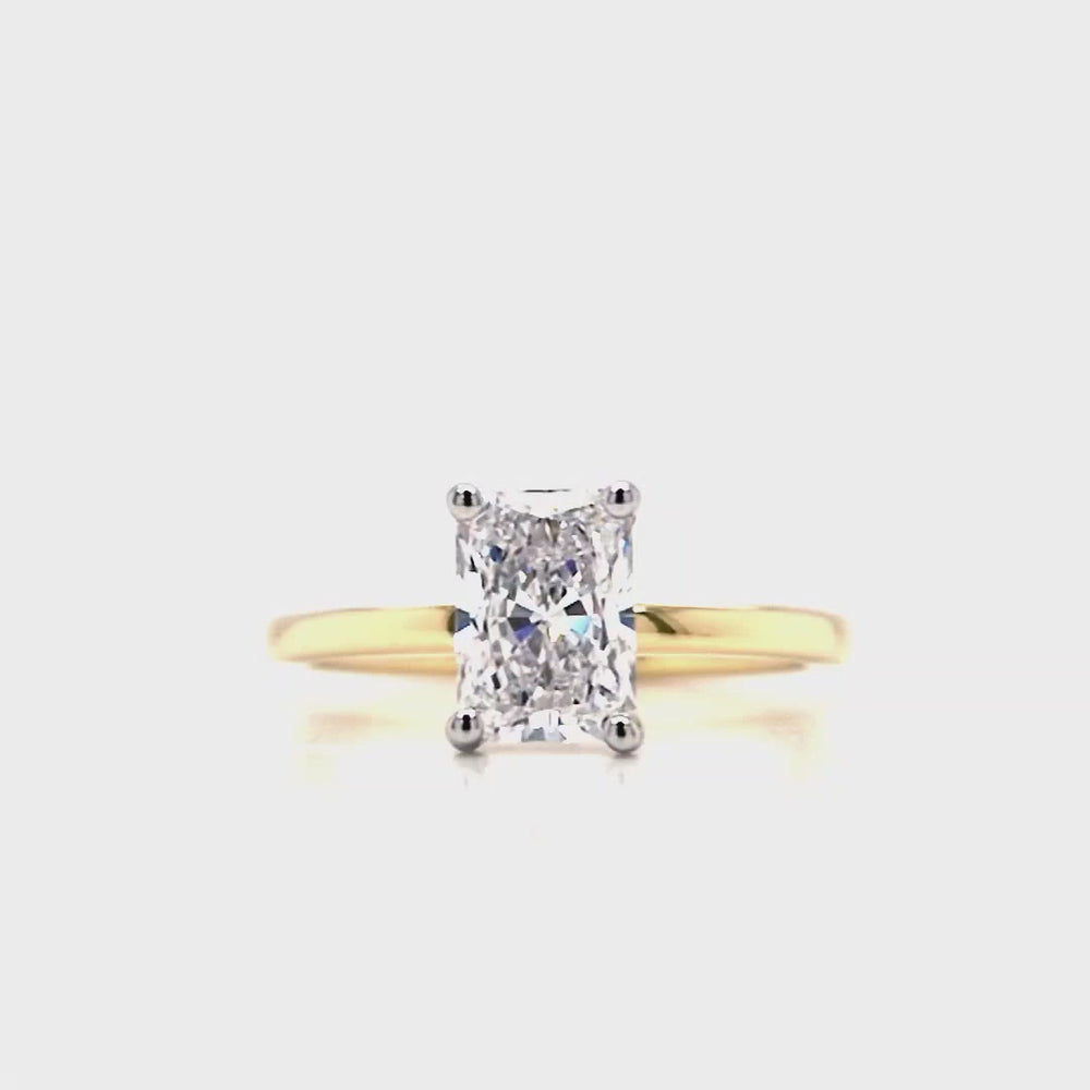 
                
                    Load and play video in Gallery viewer, 18ct &amp;amp; Platinum Radiant Cut Lab Grown Diamond Solitaire Engagement Ring- 1.25ct
                
            