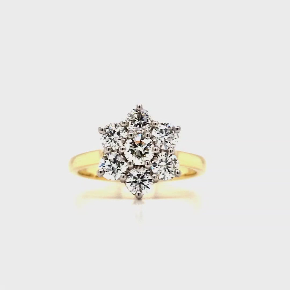
                
                    Load and play video in Gallery viewer, 18ct &amp;amp; Platinum Vintage Style Diamond Daisy Cluster - 1.26ct
                
            