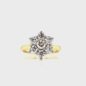 
                
                    Load and play video in Gallery viewer, 18ct &amp;amp; Platinum Vintage Style Diamond Daisy Cluster - 1.26ct
                
            