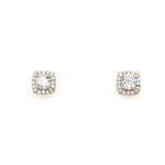 Sterling Silver Vintage Style Cushion Shaped CZ Cluster Earrings