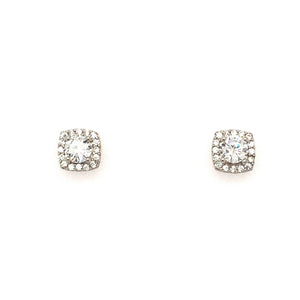 
                
                    Load image into Gallery viewer, Sterling Silver Vintage Style Cushion Shaped CZ Cluster Earrings - Diana O&amp;#39;Mahony Jewellers
                
            
