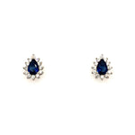 Sterling Silver Sapphire Blue Pear Shaped Cluster Earrings