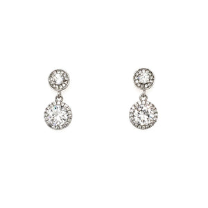 
                
                    Load image into Gallery viewer, Sterling Silver Double Round Halo Cluster Bridal Style Drop Earrings - Diana O&amp;#39;Mahony Jewellers
                
            
