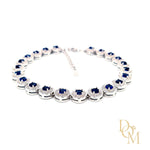 Sterling Silver Sapphire CZ Cluster Bracelet