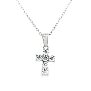 
                
                    Load image into Gallery viewer, Sterling Silver Small CZ Cross &amp;amp; Chain
                
            