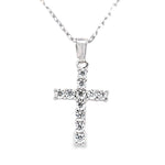 Sterling Silver Large & Slim CZ Cross & Chain