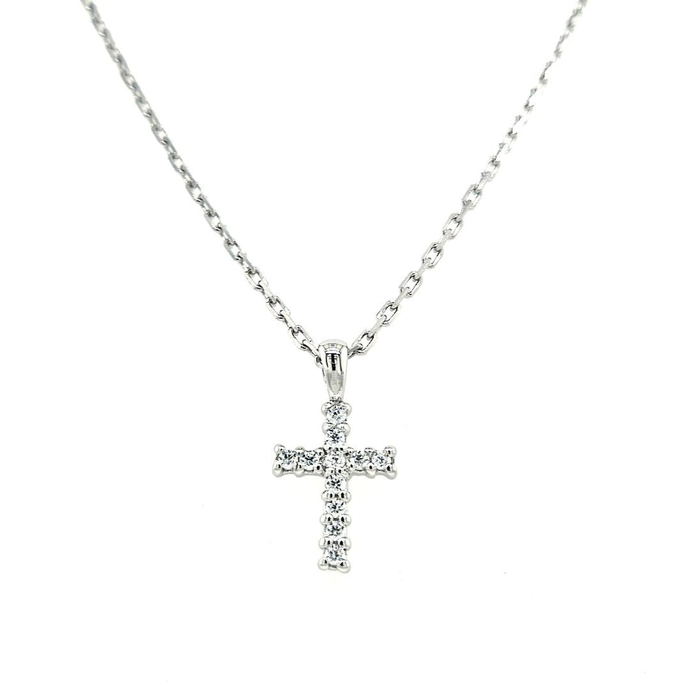 Sterling Silver Small Slim CZ Cross Chain Diana O Mahony