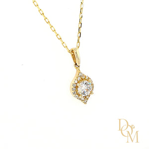 9ct Yellow Gold CZ Cluster Pendant