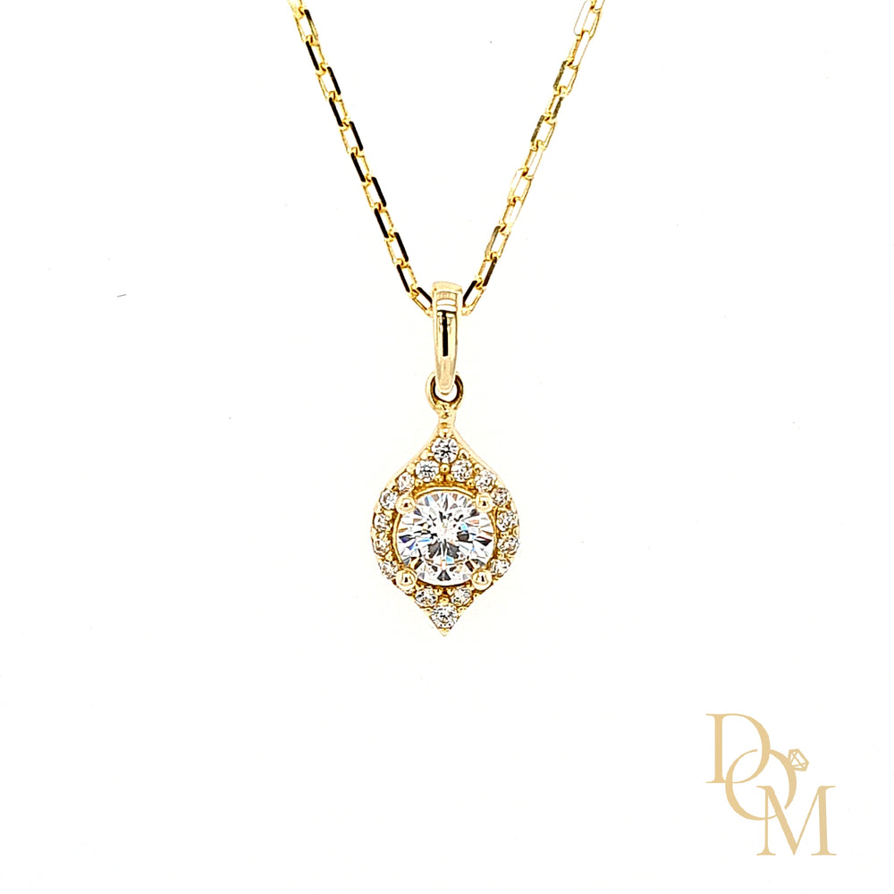 9ct Yellow Gold CZ Cluster Pendant