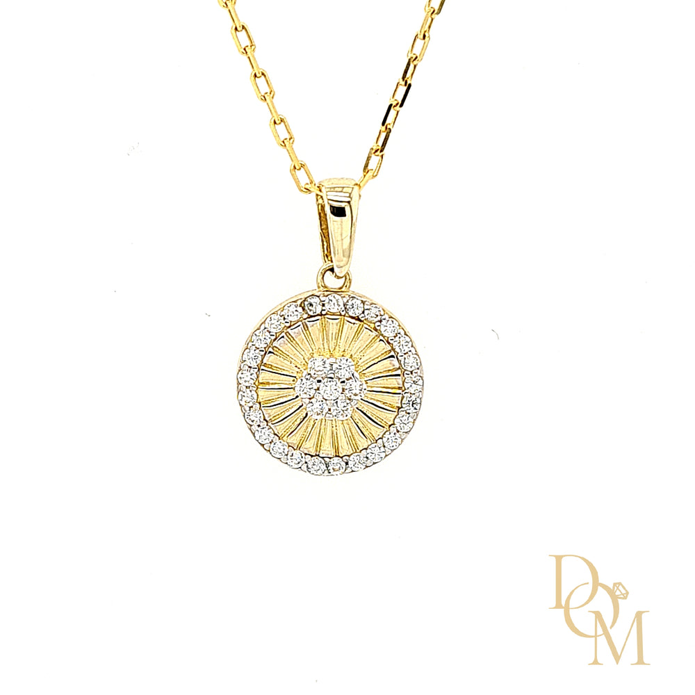 
                
                    Load image into Gallery viewer, 9ct Yellow Gold CZ Sunburst Cluster Pendant
                
            