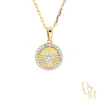 9ct Yellow Gold CZ Sunburst Cluster Pendant