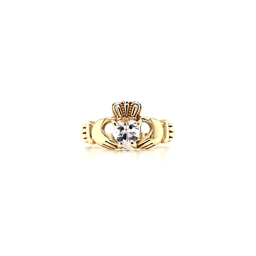 
                
                    Load image into Gallery viewer, 9ct Gold Ladies CZ Claddagh Ring
                
            