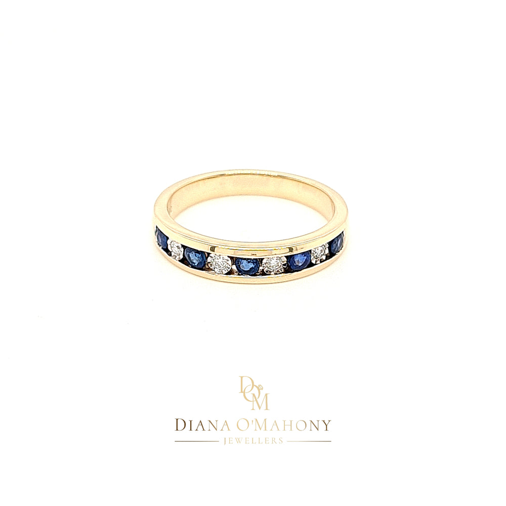 
                
                    Load image into Gallery viewer, 9ct Yellow Gold Sapphire &amp;amp; Diamond Eternity Ring
                
            