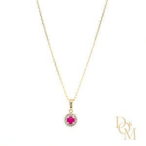 
                
                    Load image into Gallery viewer, 9ct Yellow Gold Ruby &amp;amp; Diamond Cluster Pendant
                
            