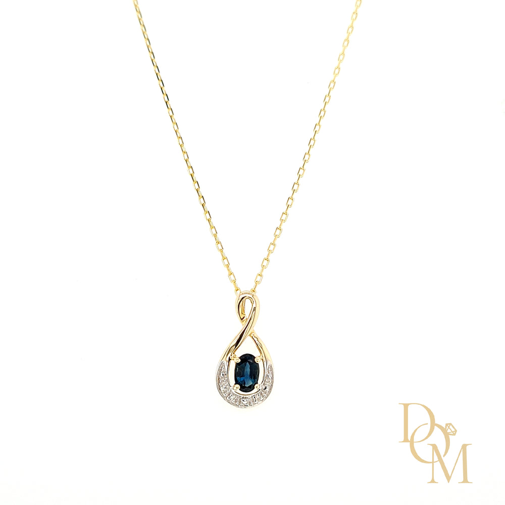 
                
                    Load image into Gallery viewer, 9ct Yellow Gold Sapphire &amp;amp; Diamond Twist Necklace
                
            