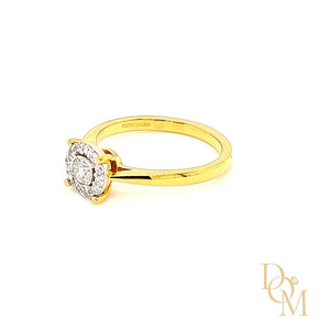 9ct Gold Halo Cluster Diamond Engagement Ring