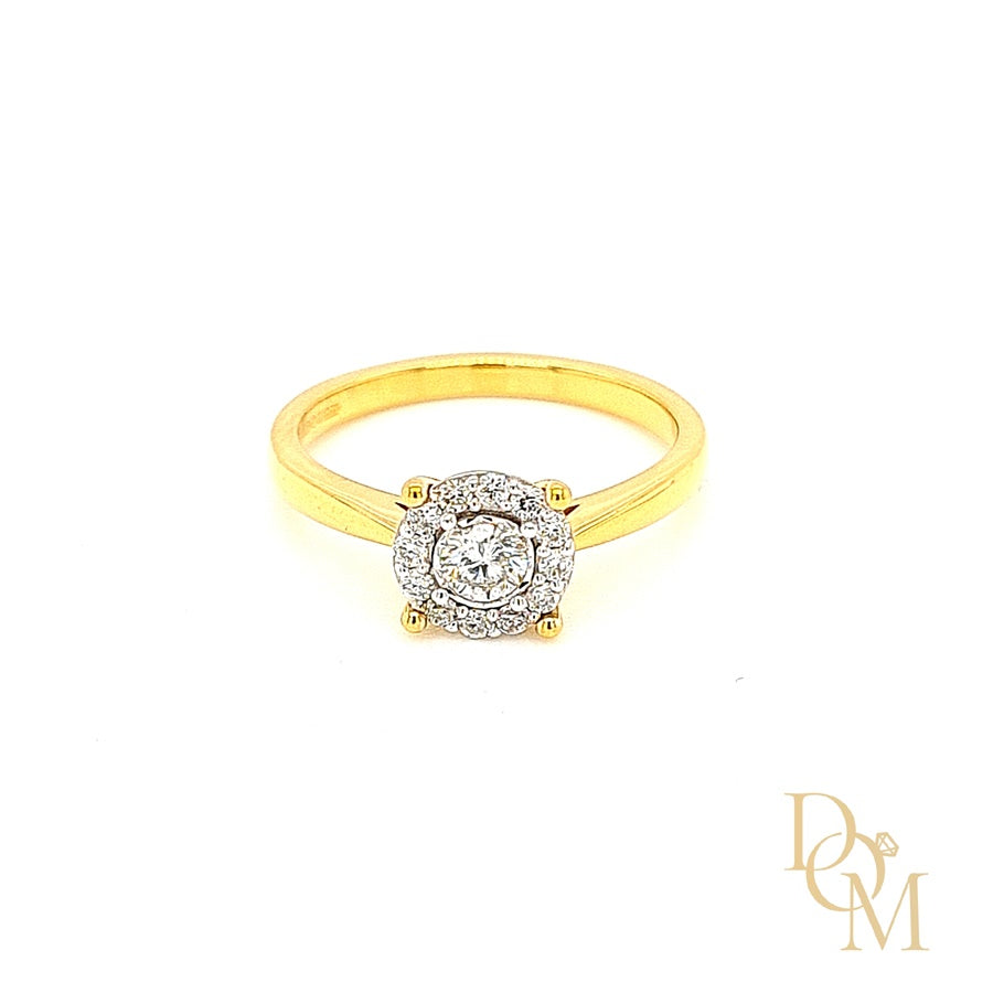 9ct Gold Halo Cluster Diamond Engagement Ring