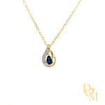 9ct Gold Sapphire & Diamond Teardrop Pendant