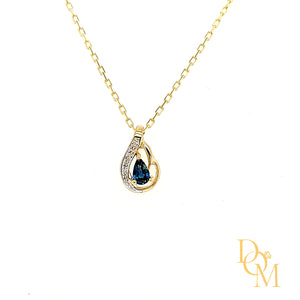 
                
                    Load image into Gallery viewer, 9ct Gold Sapphire &amp;amp; Diamond Teardrop Pendant
                
            