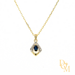 9ct Gold Art Deco Style Sapphire & Diamond Pendant