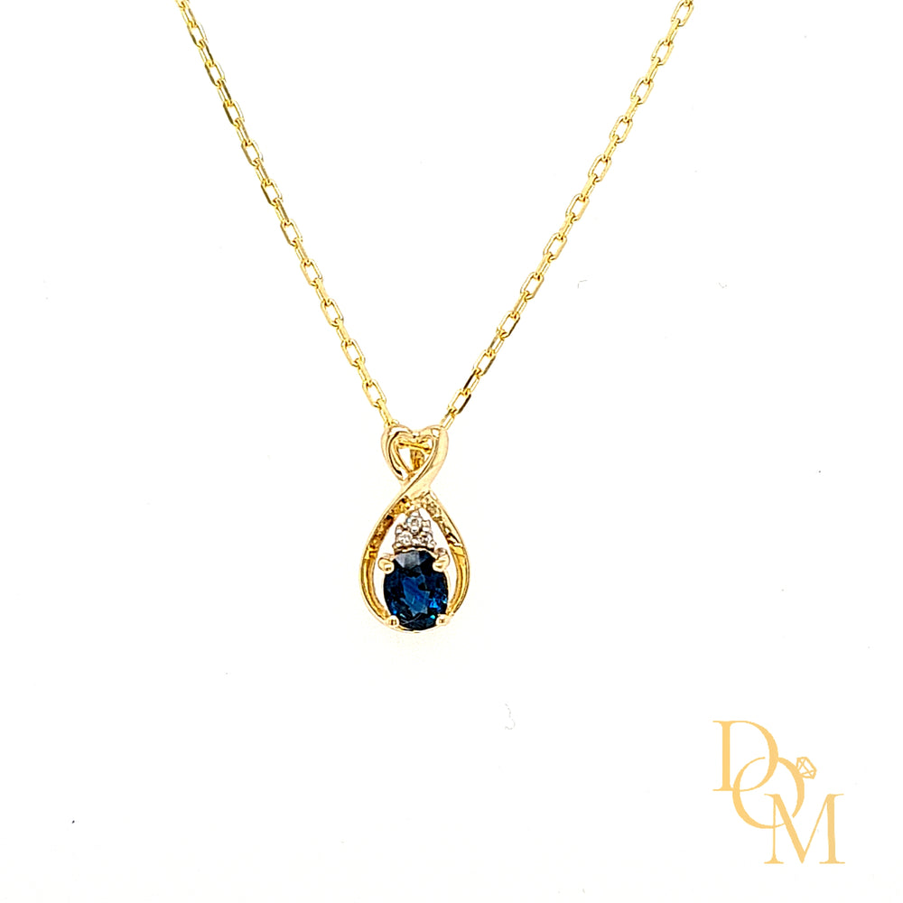 9ct Gold Infinity Style Sapphire & Diamond Pendant