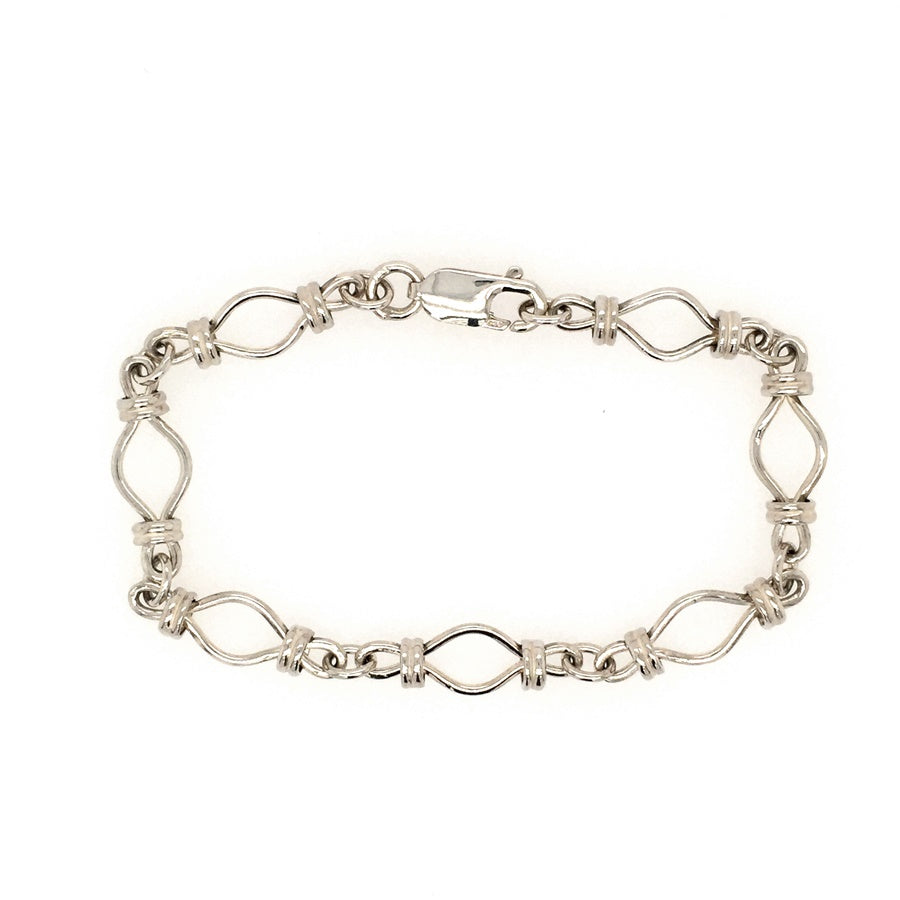 Sterling Silver Handmade Diamond & Belcher Link Bracelet