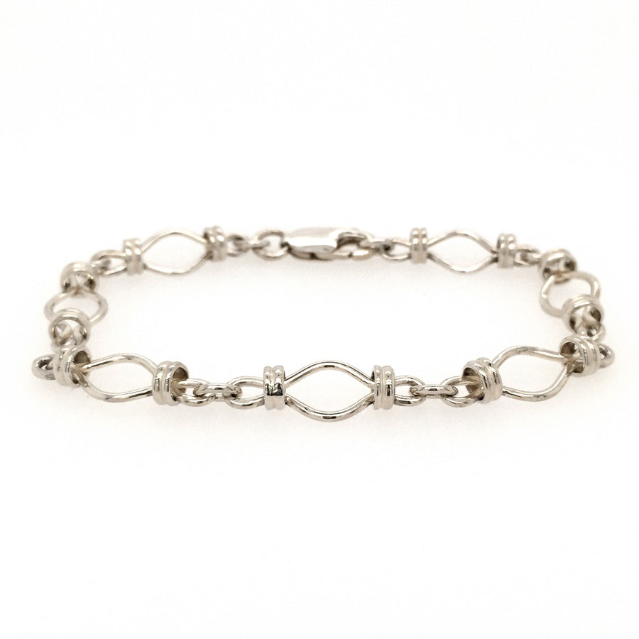 Sterling Silver Handmade Diamond & Belcher Link Bracelet - Diana O'Mahony Jewellers