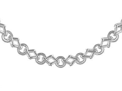 Sterling Silver Circles & Diamond Link Bracelet