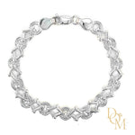 Sterling Silver Circles & Diamond Link Bracelet