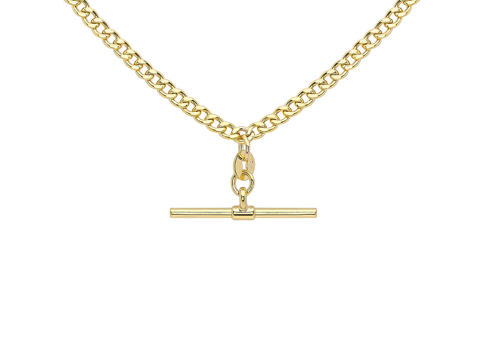 
                
                    Load image into Gallery viewer, 9ct Gold T-Bar &amp;amp; Curb Link Necklace - Diana O&amp;#39;Mahony Jewellers
                
            