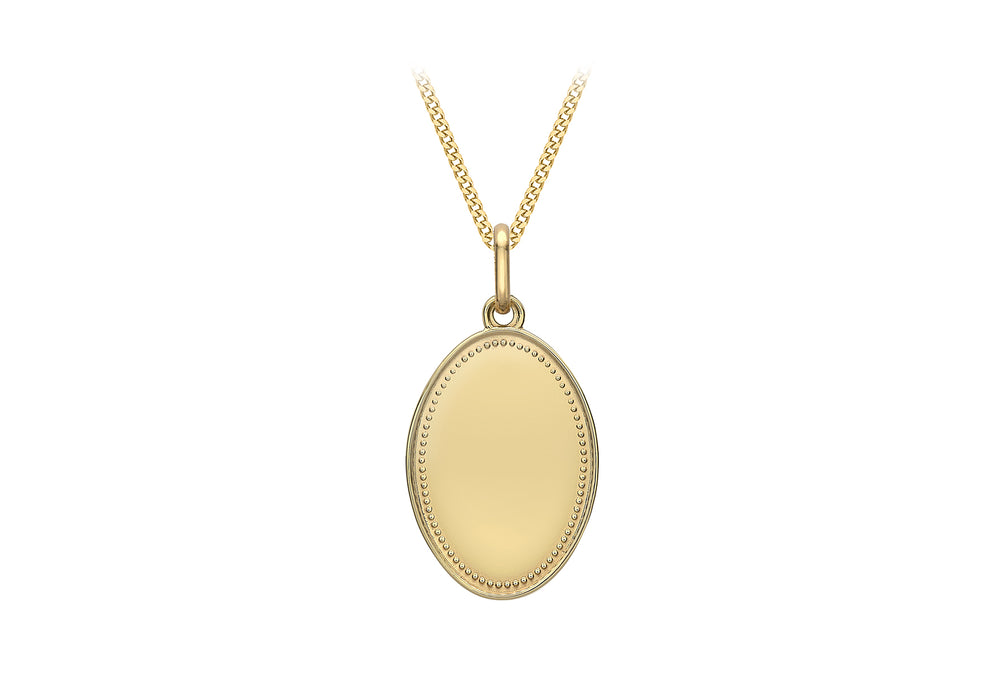 9ct Gold Engravable Oval Disc Pendant - Diana O'Mahony Jewellers