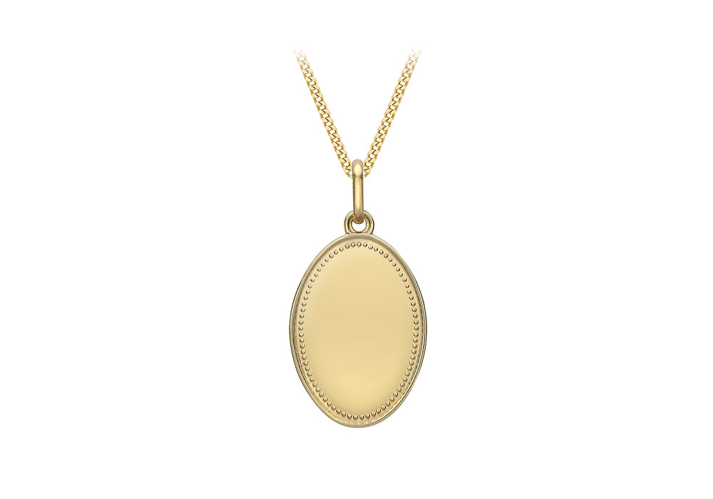 
                
                    Load image into Gallery viewer, 9ct Gold Engravable Oval Disc Pendant - Diana O&amp;#39;Mahony Jewellers
                
            