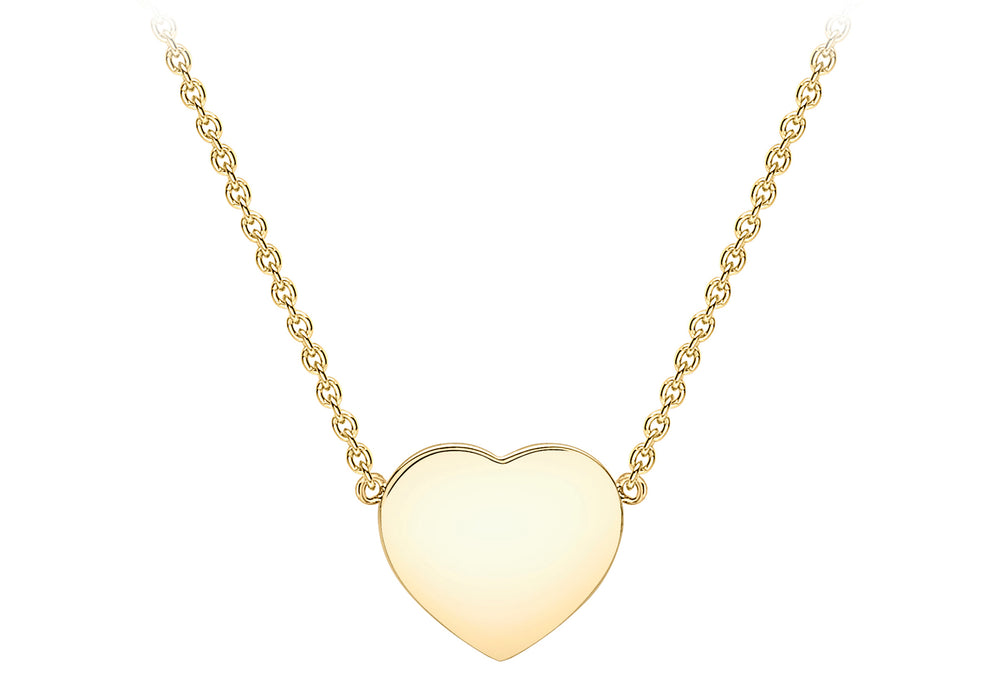 9ct Gold Engravable Heart Disc Necklace