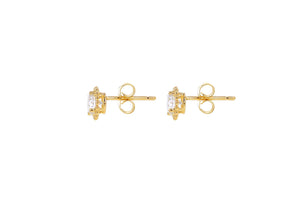 
                
                    Load image into Gallery viewer, 9ct Gold Bead Edge CZ Stud Earrings - Diana O&amp;#39;Mahony Jewellers
                
            
