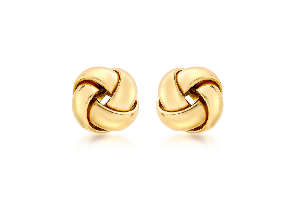 9ct Gold Rounded 10mm Knot Stud Earrings