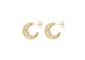 
                
                    Load image into Gallery viewer, 9ct Gold Half Hoop Filigree Stud Earrings - Diana O&amp;#39;Mahony Jewellers
                
            